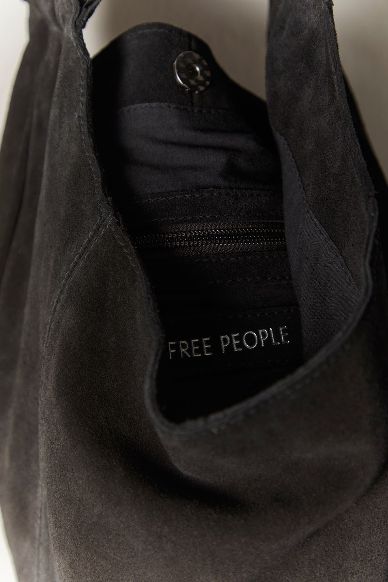 bobbi slouch suede tote | black