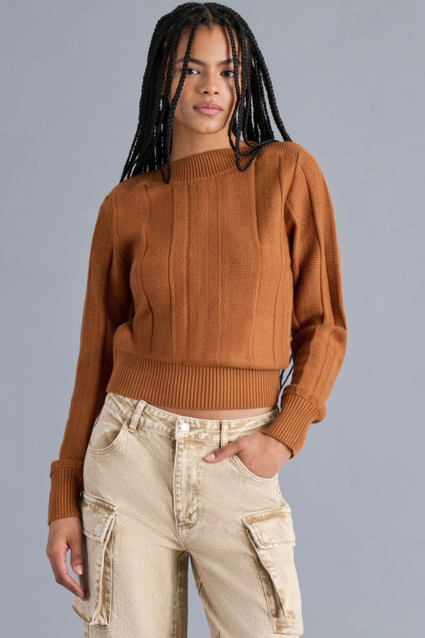 serra textured sweater | pumpkin spice
