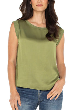 mixed media sleeveless top | artichoke