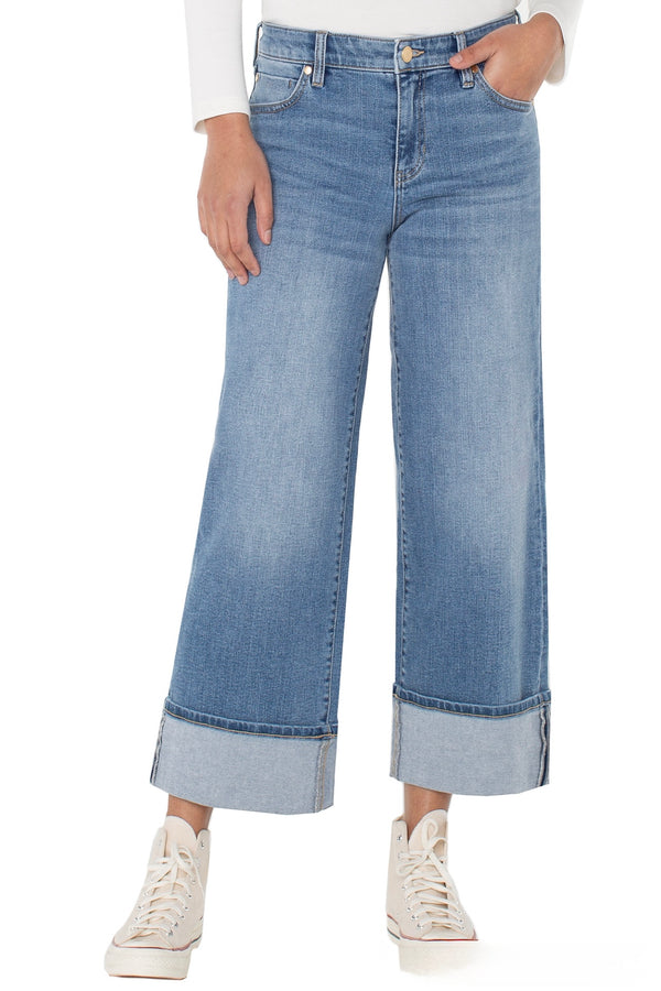 morgan cuffed wide leg jeans