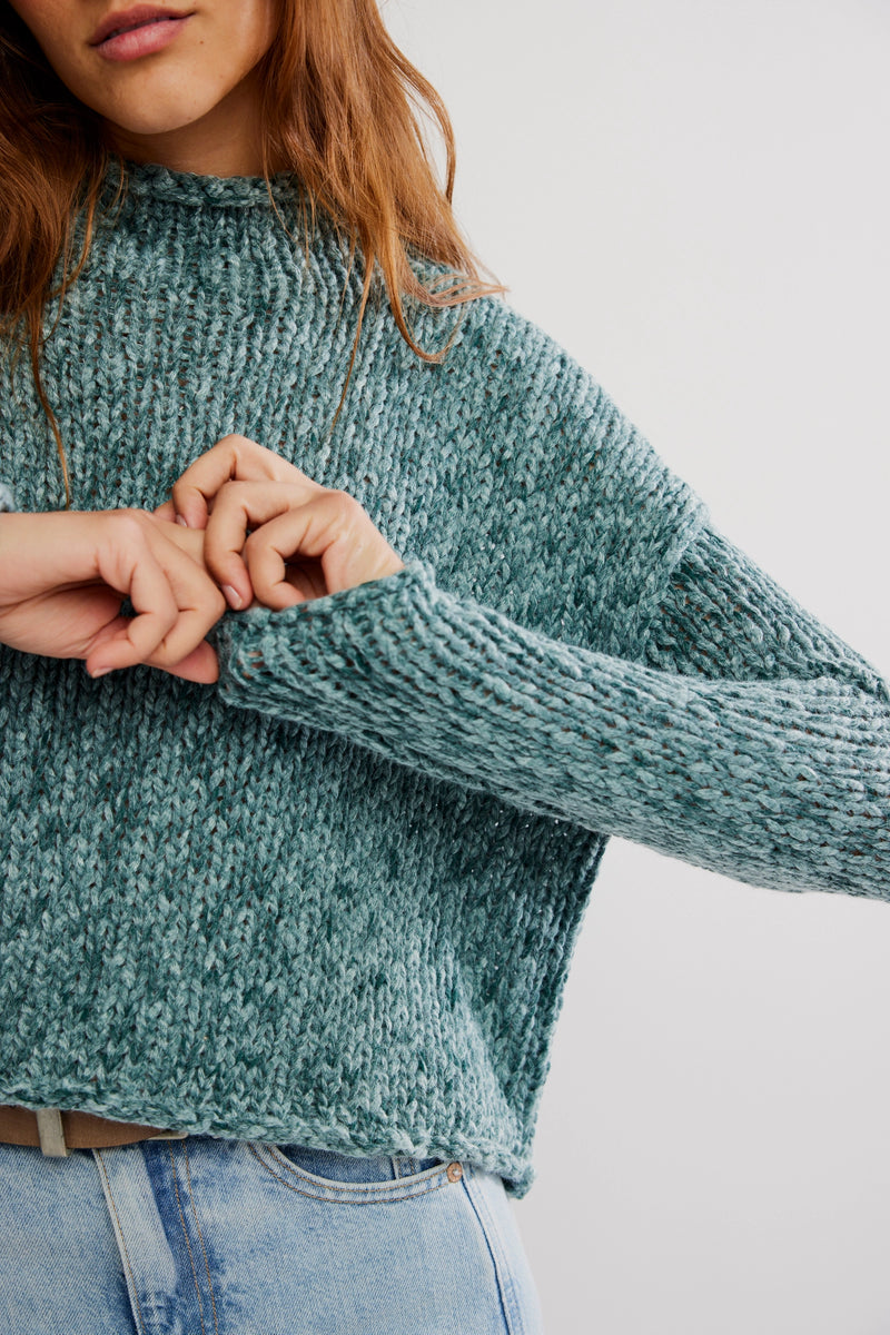 opal roll neck sweater | rainforest
