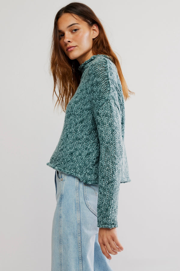opal roll neck sweater | rainforest