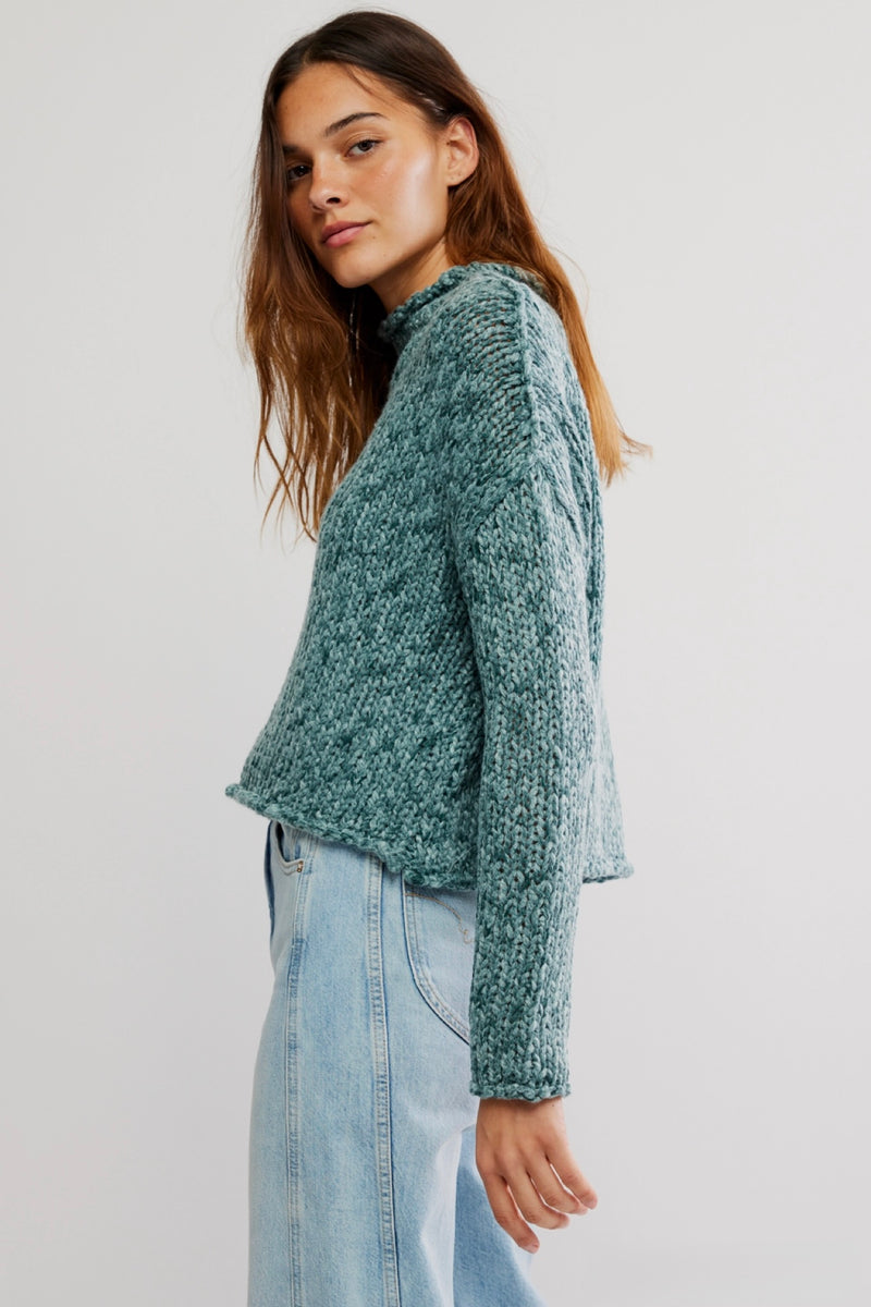 opal roll neck sweater | rainforest