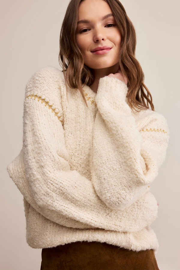 romnie contrast stitch sweater | crystal