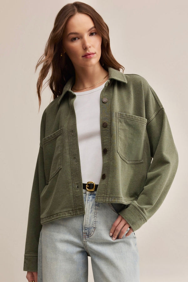 all day short knit jacket | hunter green