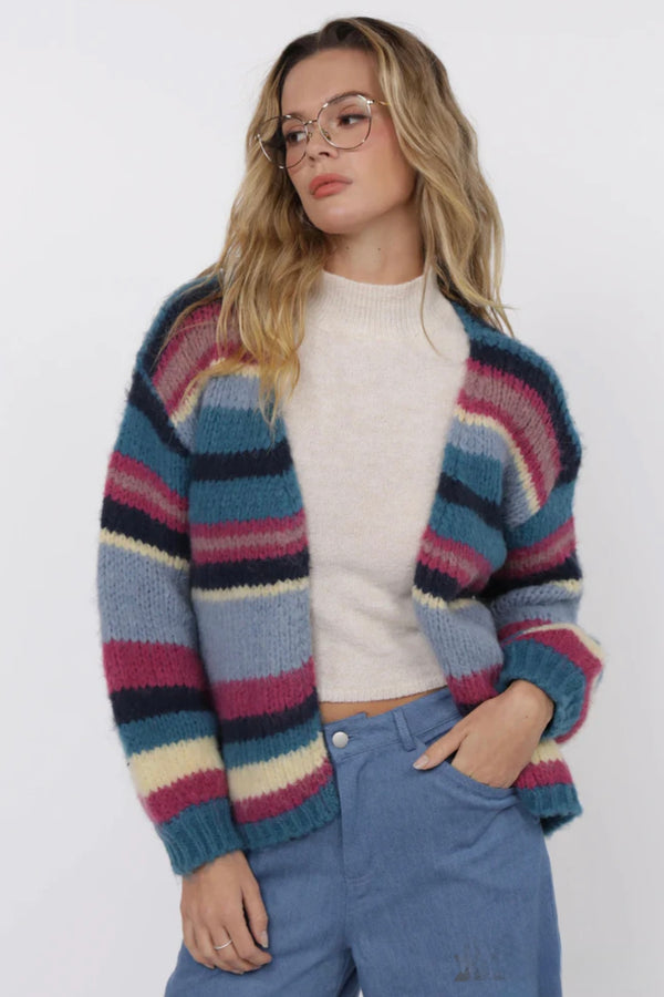 be present stripe cardigan