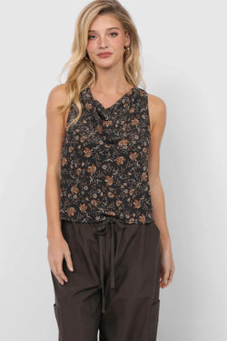 timeless cowlneck top | black combo