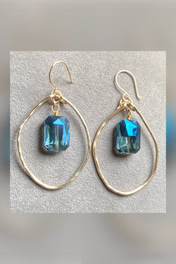 crystal drop hammered hoops
