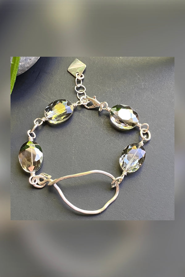smokey crystal silver bracelet