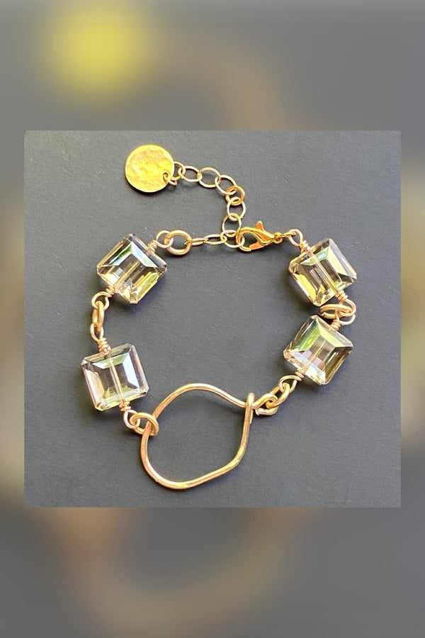 square champagne crystal bracelet