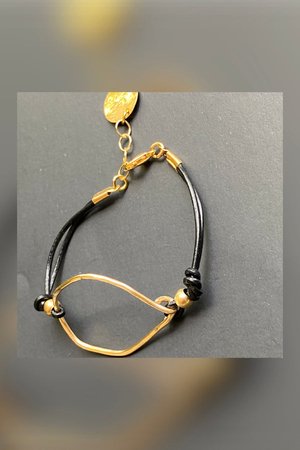 organic gold leather bracelet