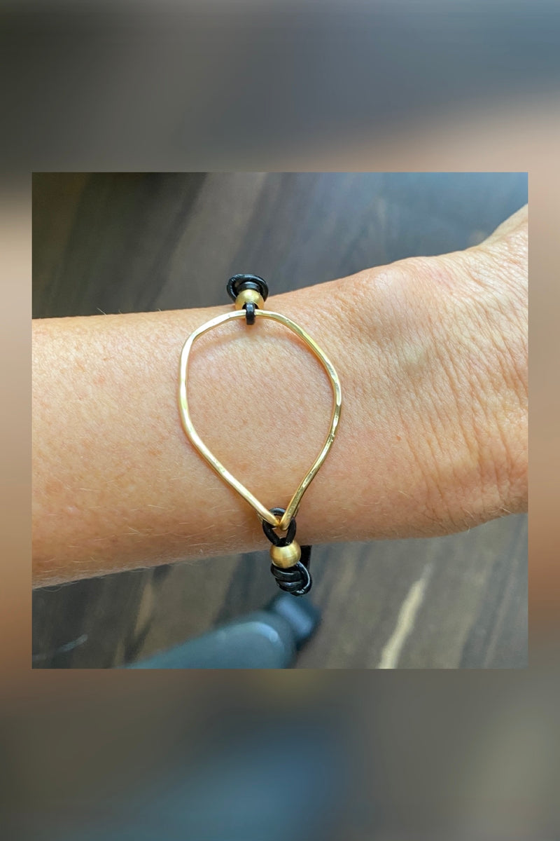organic gold leather bracelet