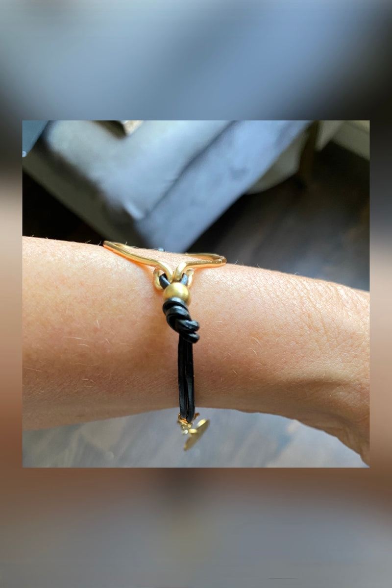 organic gold leather bracelet