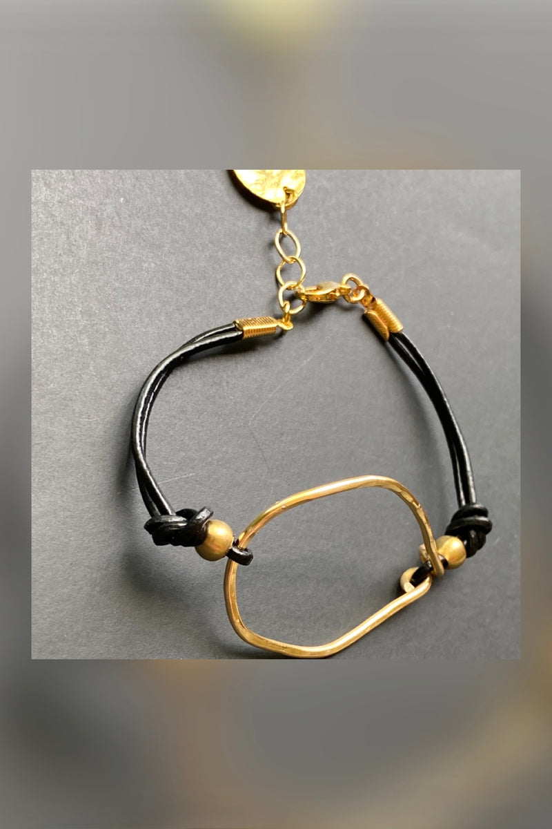 organic gold leather bracelet