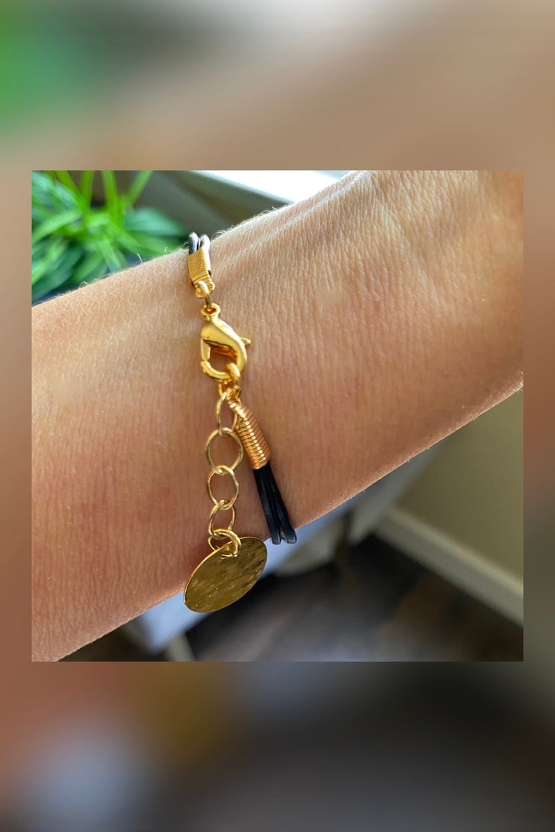 organic gold leather bracelet