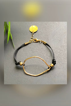 organic gold leather bracelet