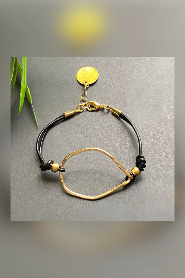 organic gold leather bracelet