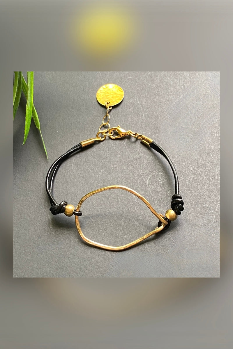 organic gold leather bracelet