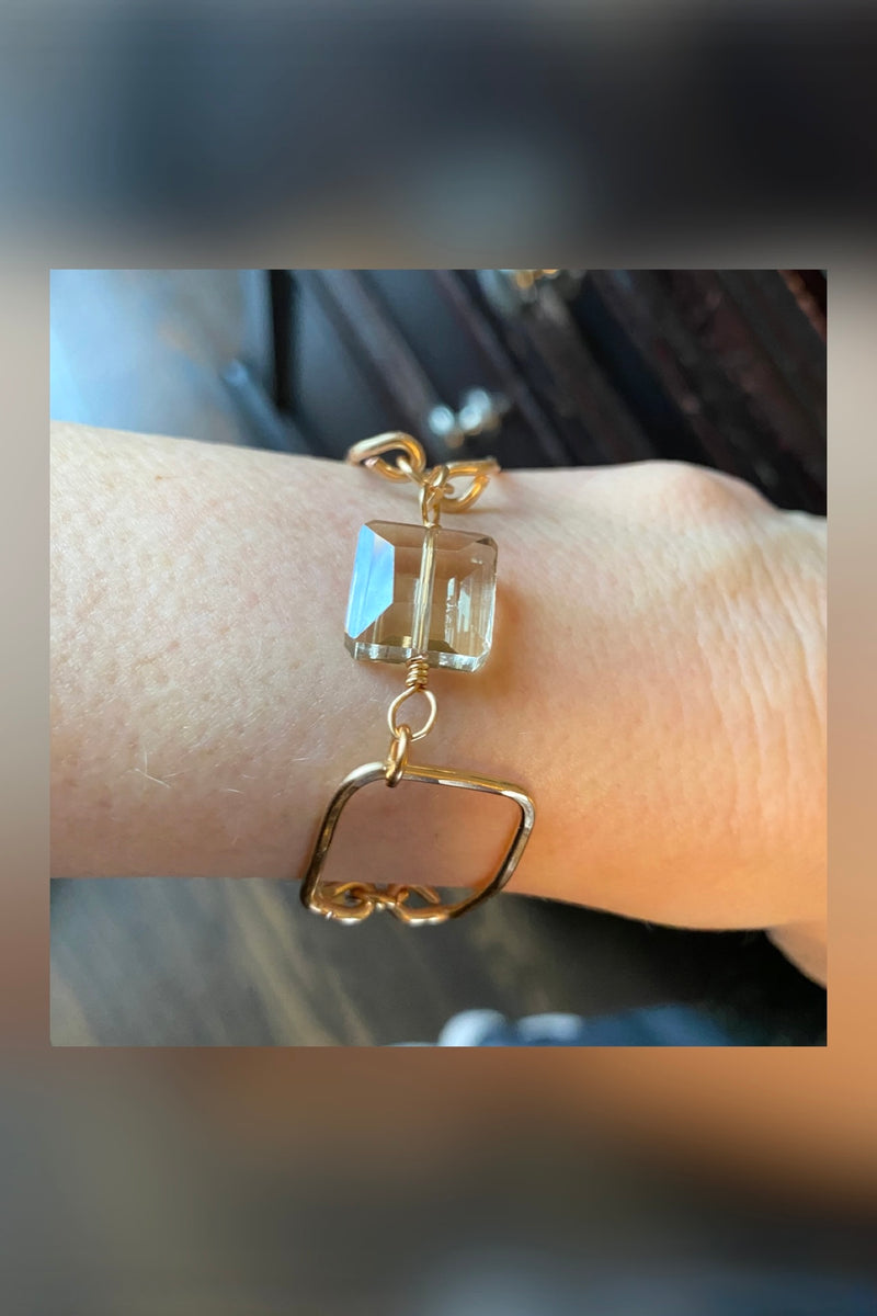 crystal & gold link bracelet | champagne
