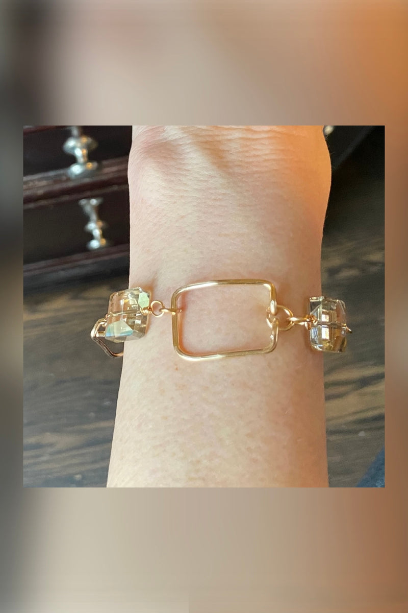 crystal & gold link bracelet | champagne