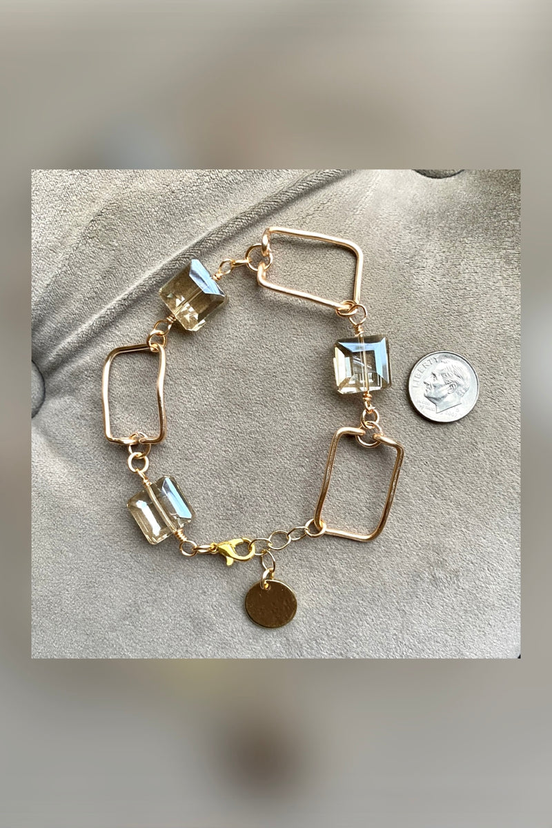 crystal & gold link bracelet | champagne