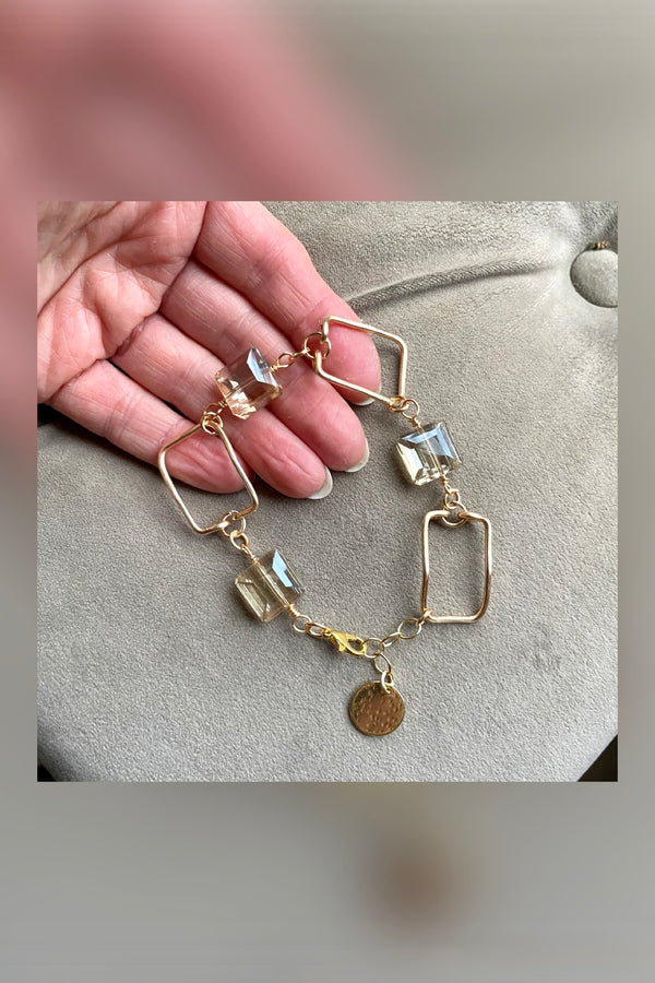 crystal & gold link bracelet | champagne