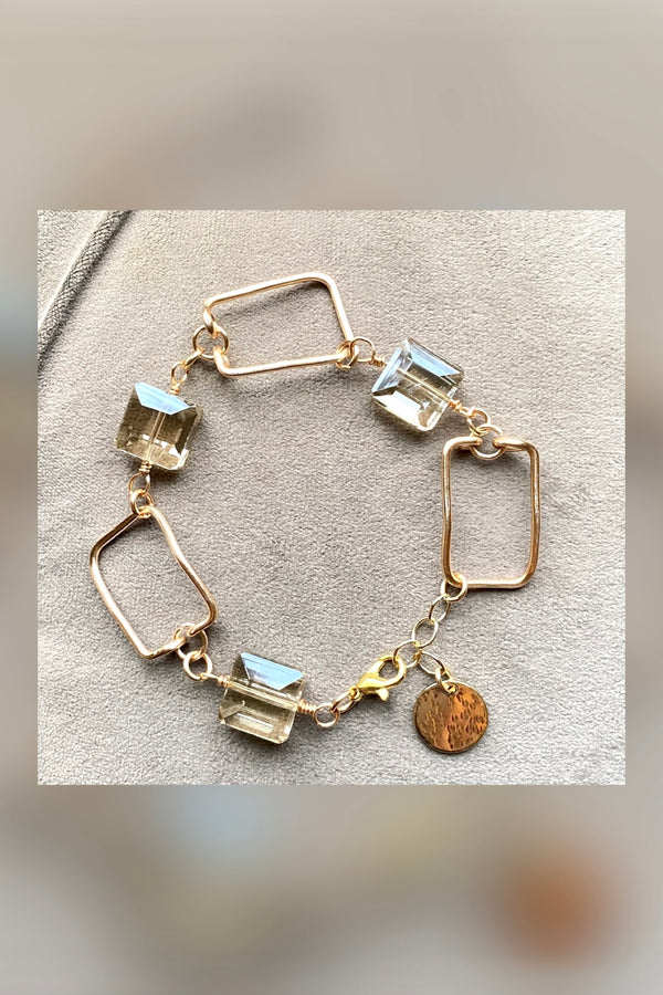 crystal & gold link bracelet | champagne