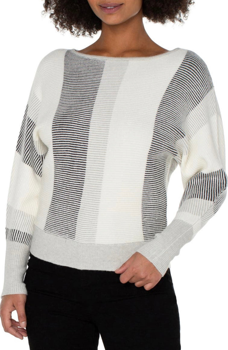 colorblock boat neck sweater
