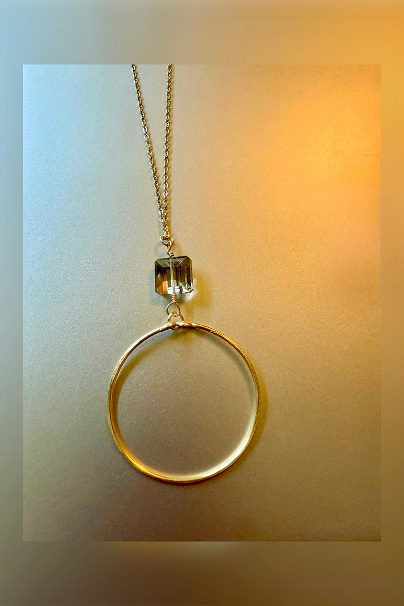 square crystal hoop necklace | more stones