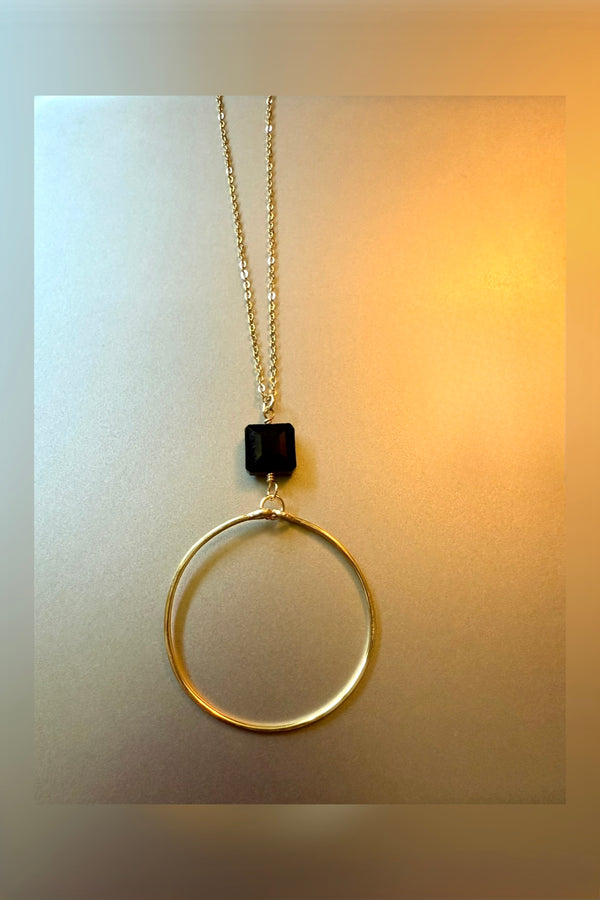 square crystal hoop necklace | more stones