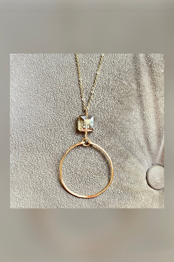 square crystal hoop necklace | more stones