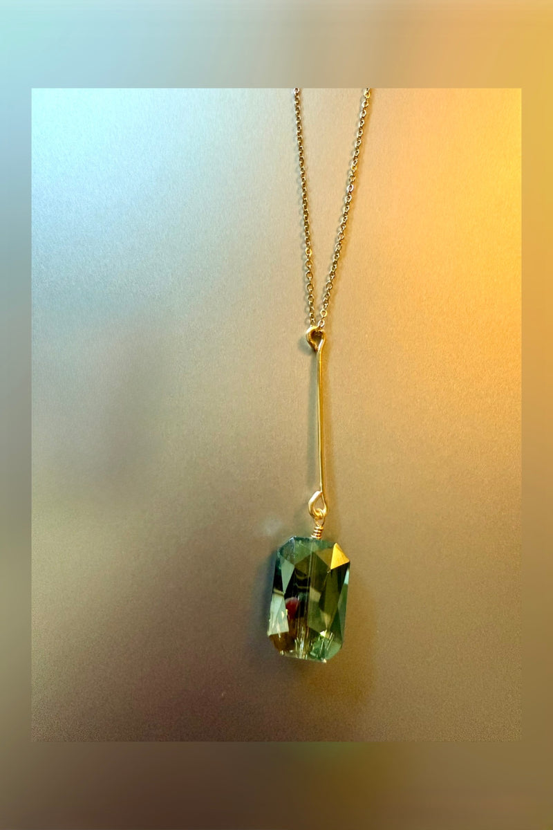 gold bar crystal pendant necklace | more stones