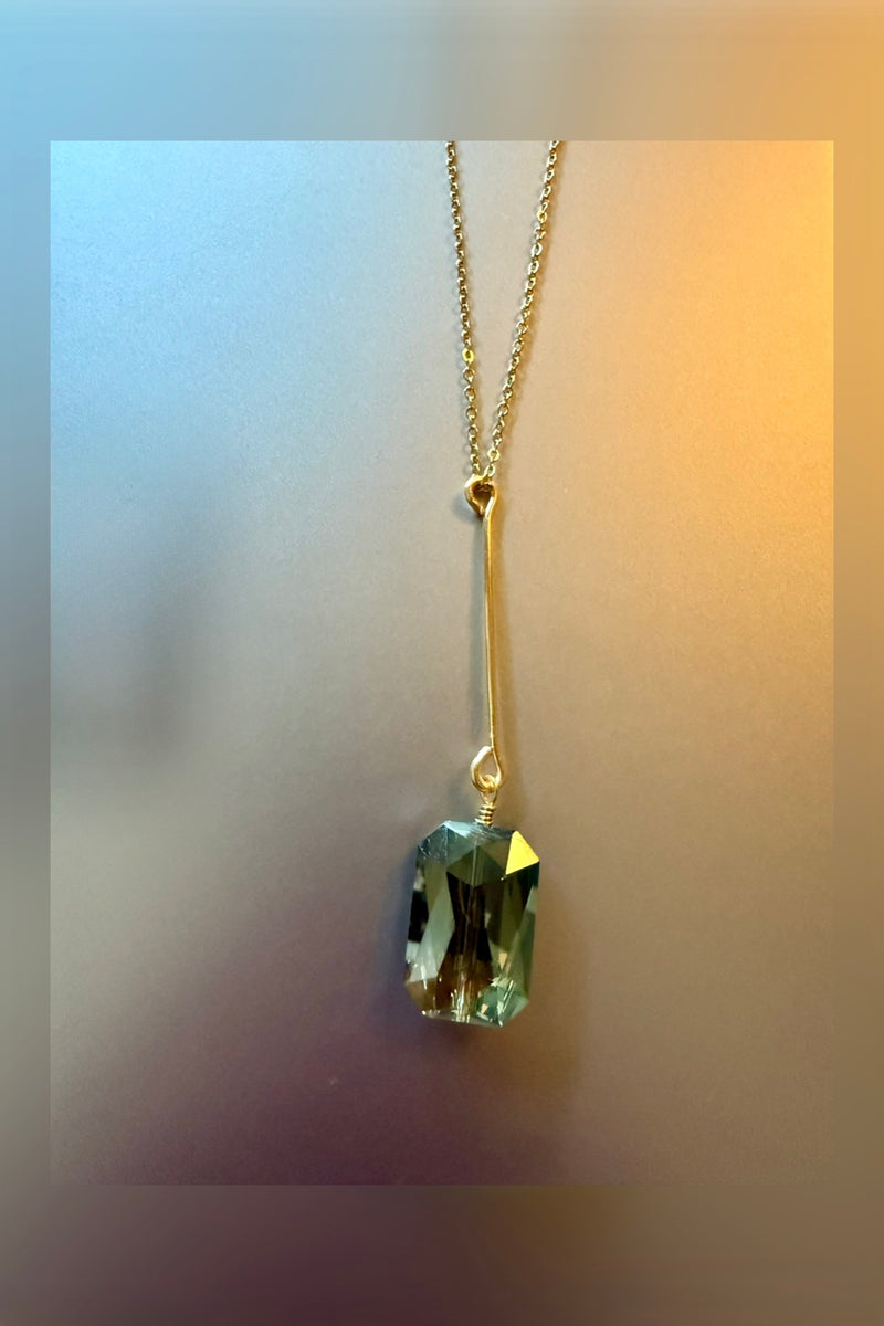 gold bar crystal pendant necklace | more stones