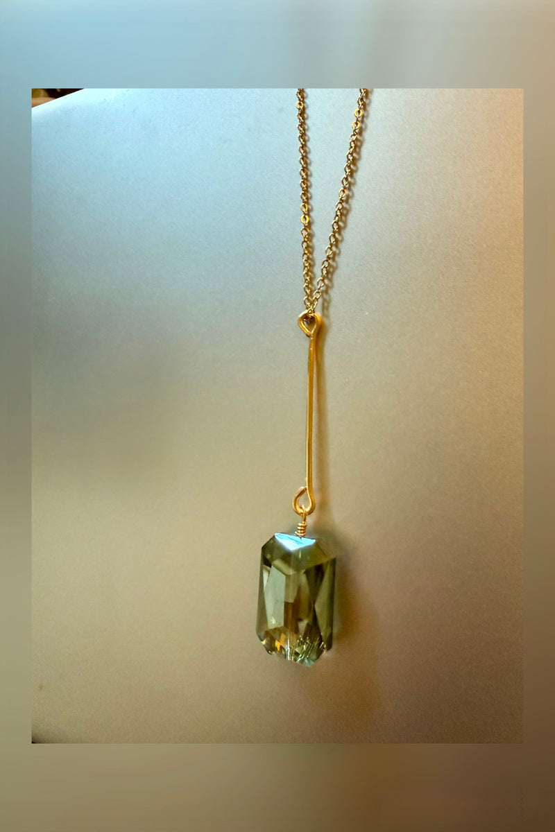 gold bar crystal pendant necklace | more stones