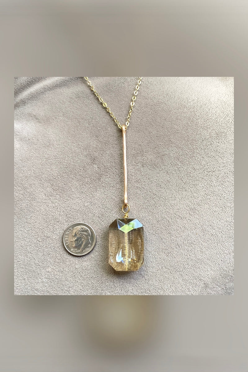 gold bar crystal pendant necklace | more stones