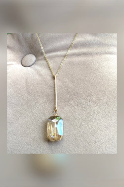 gold bar crystal pendant necklace | more stones