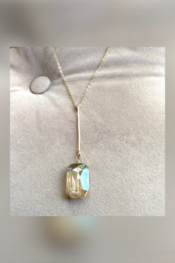 gold bar crystal pendant necklace | more stones