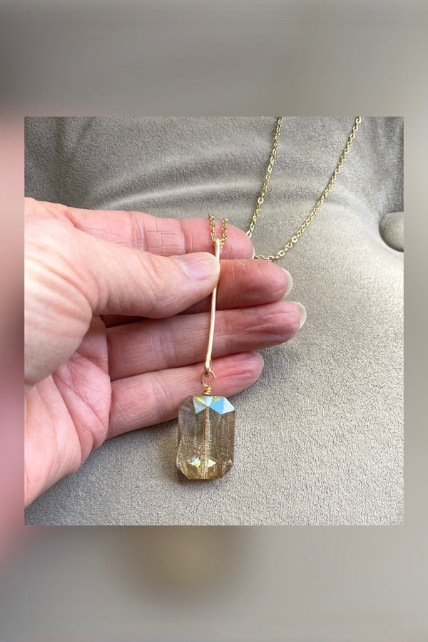 gold bar crystal pendant necklace | more stones