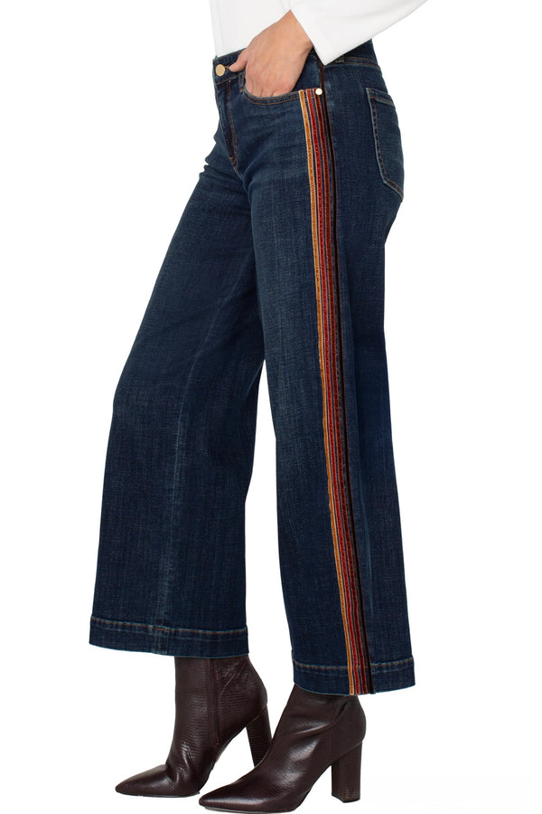 stride wide leg velvet trim | eastmoor