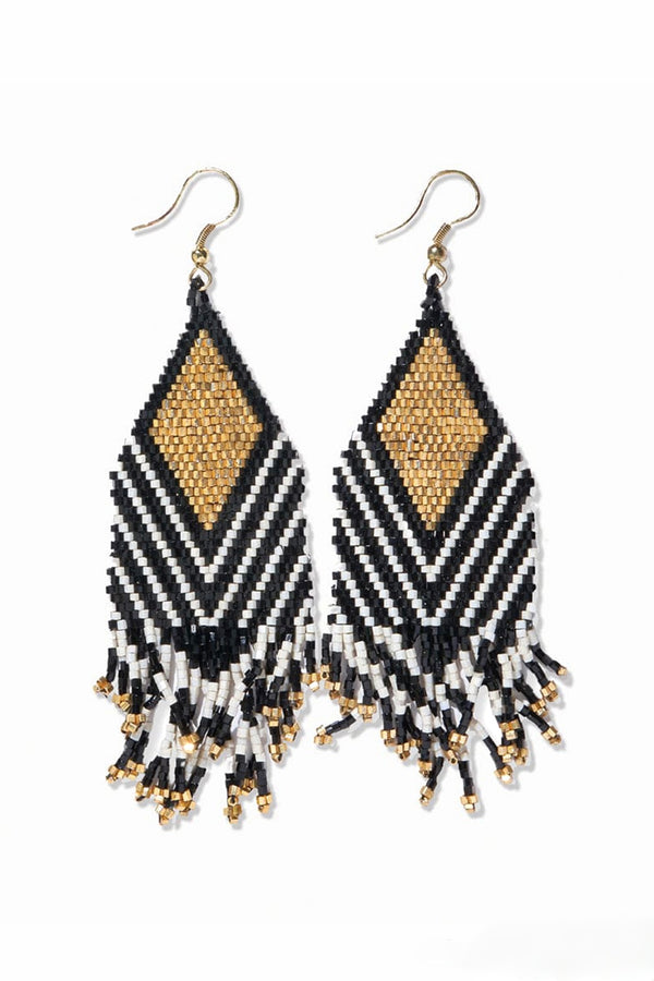 dottie diamond beaded fringe earrings