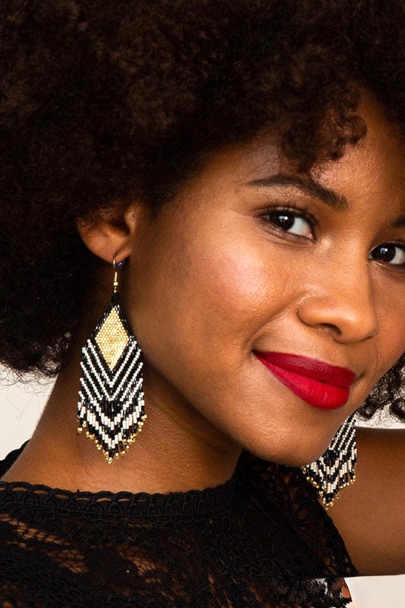 dottie diamond beaded fringe earrings