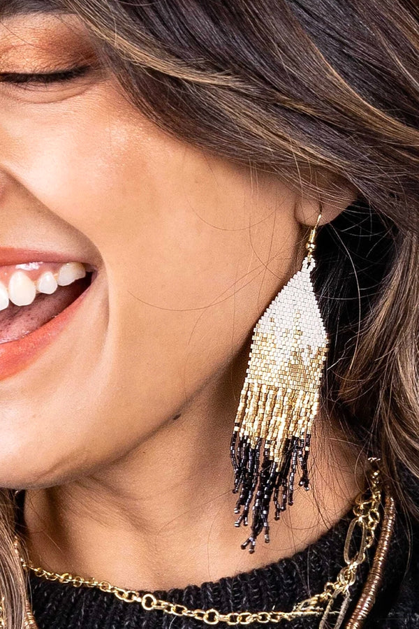 claire ombre fringe earrings | black
