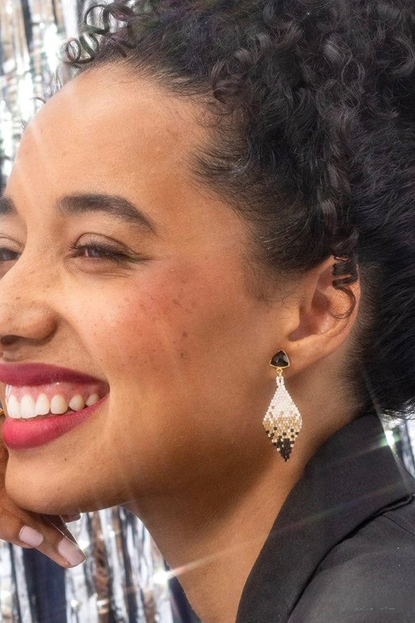 sky semi-precious stone diamond drop earrings