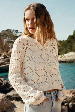 rosalyn diamond crochet cardi | crystal