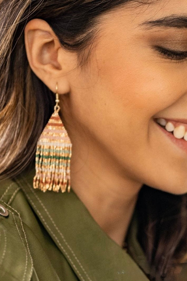 lexie horizontal lines fringe earring