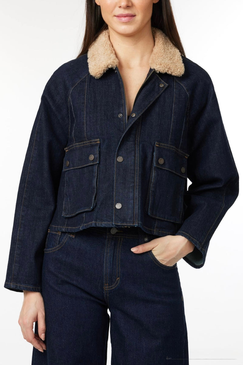 faux shearling collar barn jacket