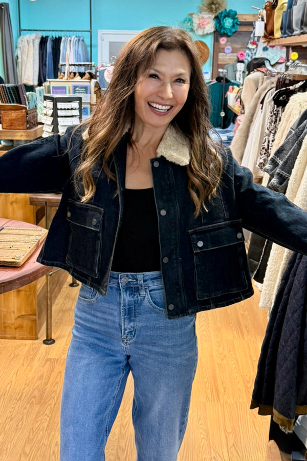 faux shearling collar barn jacket