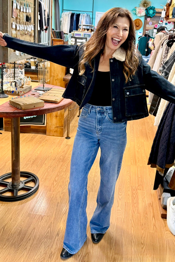 faux shearling collar barn jacket