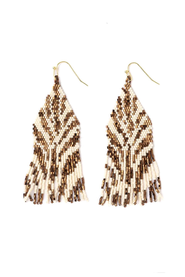 delilah zebra beaded fringe earrings