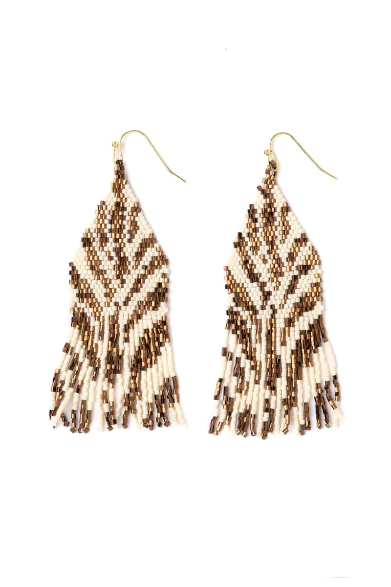 delilah zebra beaded fringe earrings